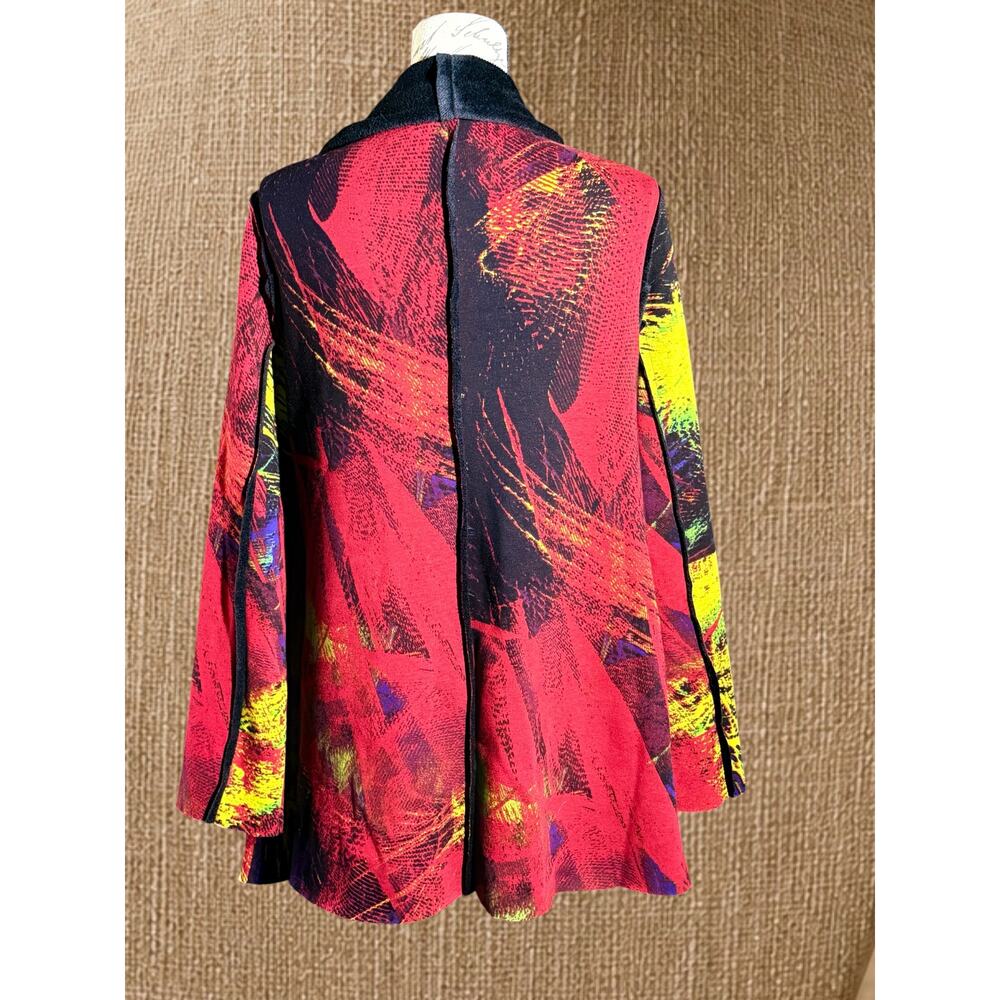 KAKTUS Womens XL NWT Abstract Waterfall Cardigan Art Wear Open Front Pockets - Picture 4 of 12